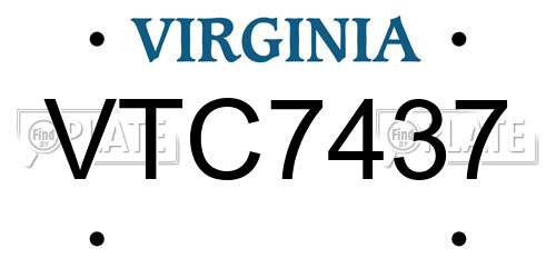 VTC7437 Virginia License Plate
