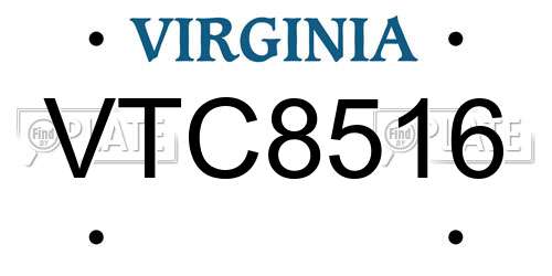 VTC8516 Virginia License Plate