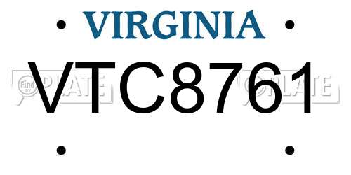 VTC8761 Virginia License Plate
