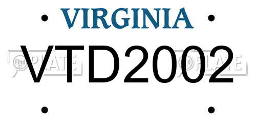 VTD2002 Virginia License Plate