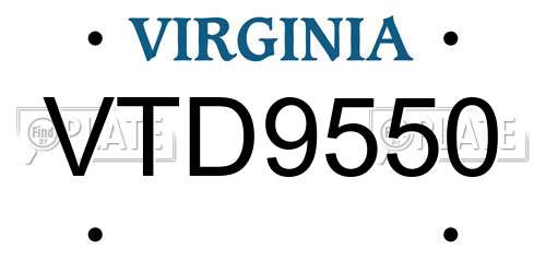 VTD9550 Virginia License Plate