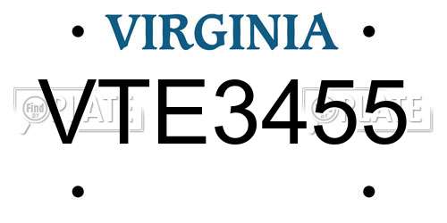 VTE3455 Virginia License Plate