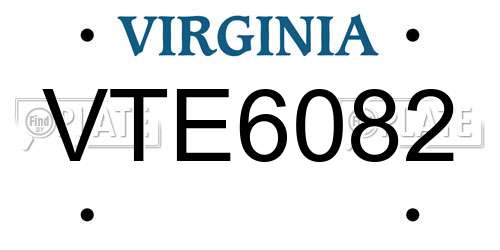 VTE6082 Virginia License Plate
