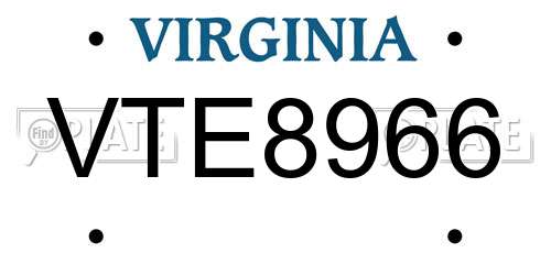 VTE8966 Virginia License Plate