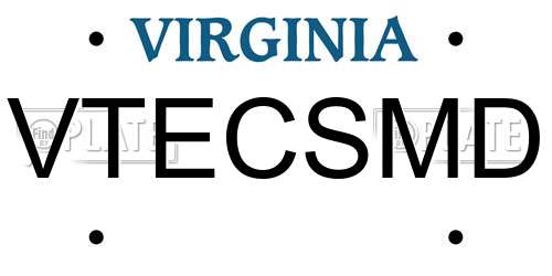 VTECSMD Virginia License Plate