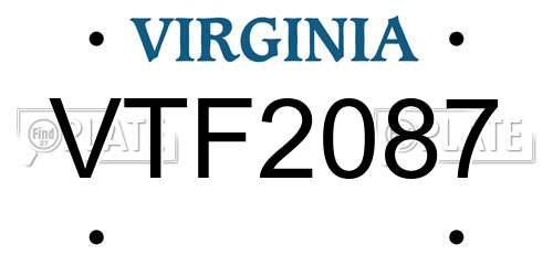 VTF2087 Virginia License Plate