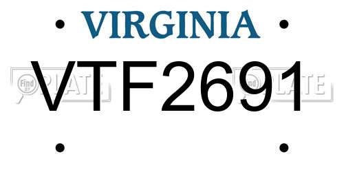 VTF2691 Virginia License Plate
