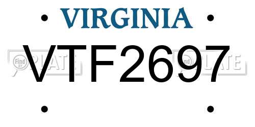 VTF2697 Virginia License Plate