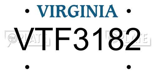 VTF3182 Virginia License Plate