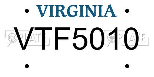 VTF5010 Virginia License Plate