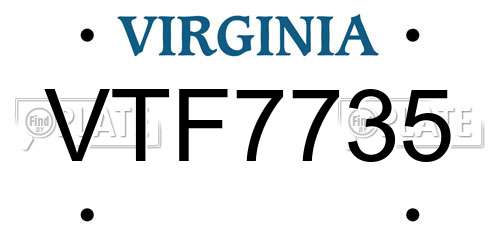 VTF7735 Virginia License Plate