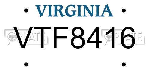 VTF8416 Virginia License Plate