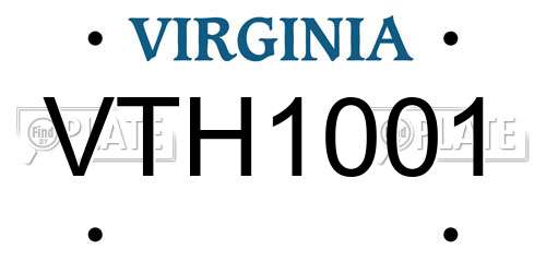 VTH1001 Virginia License Plate