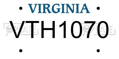 VTH1070 Virginia License Plate