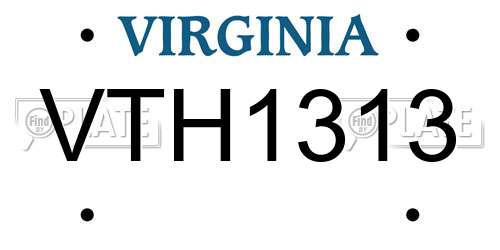 VTH1313 Virginia License Plate