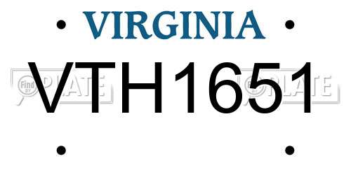 VTH1651 Virginia License Plate