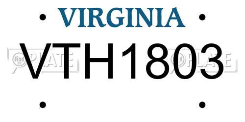VTH1803 Virginia License Plate