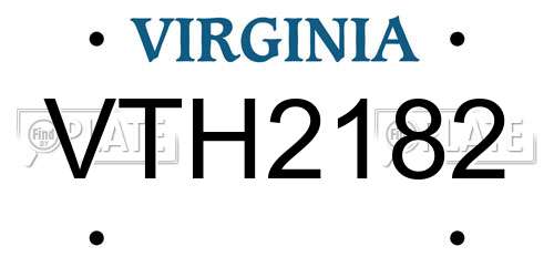 VTH2182 Virginia License Plate