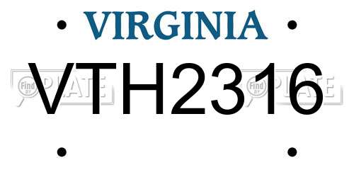 VTH2316 Virginia License Plate