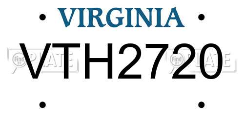 VTH2720 Virginia License Plate