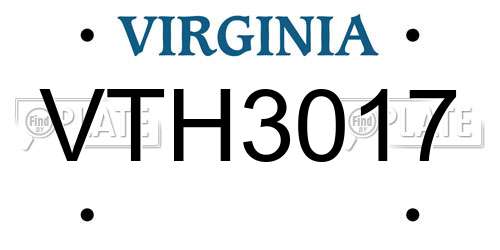VTH3017 Virginia License Plate
