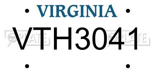 VTH3041 Virginia License Plate