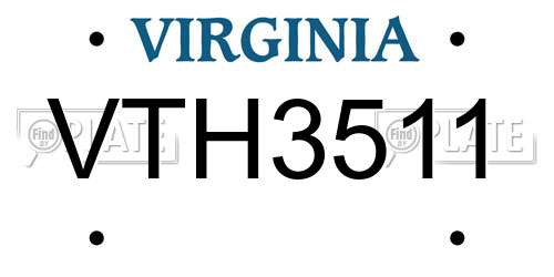 VTH3511 Virginia License Plate