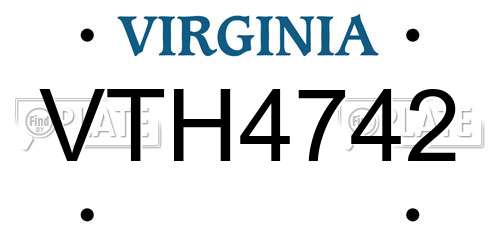 VTH4742 Virginia License Plate