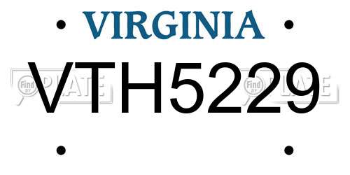 VTH5229 Virginia License Plate