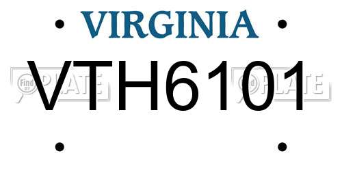 VTH6101 Virginia License Plate