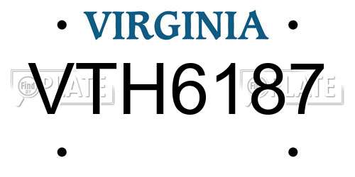 VTH6187 Virginia License Plate