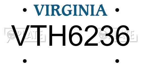 VTH6236 Virginia License Plate