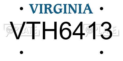 VTH6413 Virginia License Plate