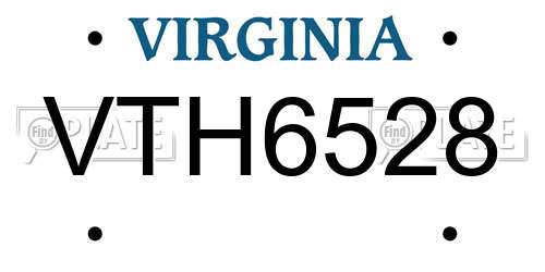 VTH6528 Virginia License Plate