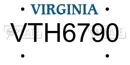 VTH6790 Virginia License Plate