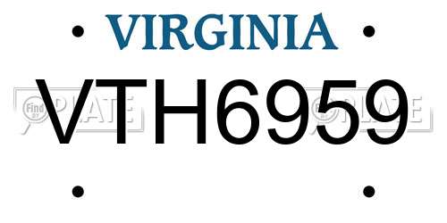 VTH6959 Virginia License Plate