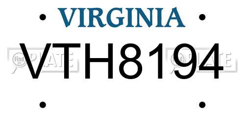VTH8194 Virginia License Plate