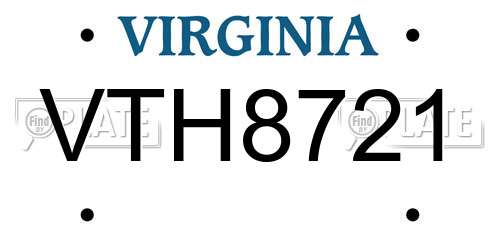 VTH8721 Virginia License Plate