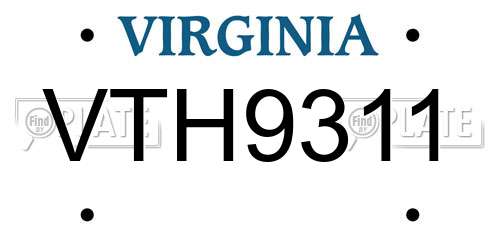 VTH9311 Virginia License Plate