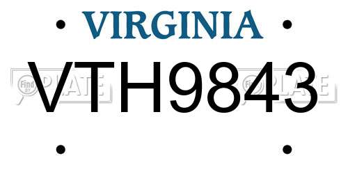 VTH9843 Virginia License Plate