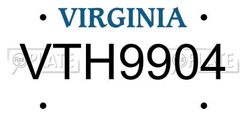 VTH9904 Virginia License Plate