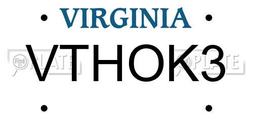 VTHOK3 Virginia License Plate