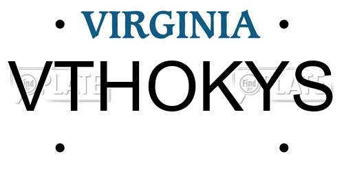 VTHOKYS Virginia License Plate
