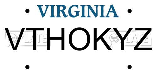 VTHOKYZ Virginia License Plate
