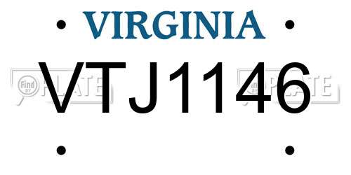 VTJ1146 Virginia License Plate