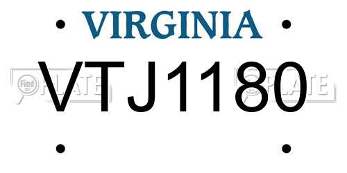 VTJ1180 Virginia License Plate