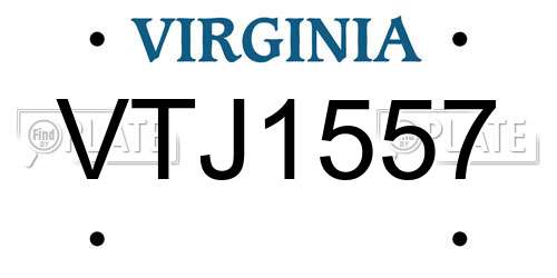 VTJ1557 Virginia License Plate