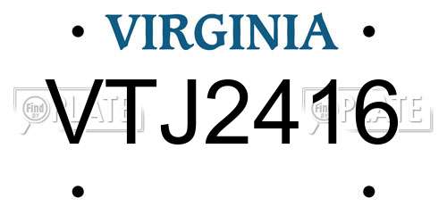 VTJ2416 Virginia License Plate