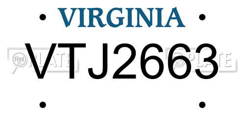 VTJ2663 Virginia License Plate