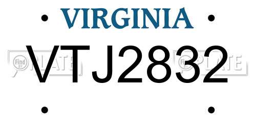 VTJ2832 Virginia License Plate